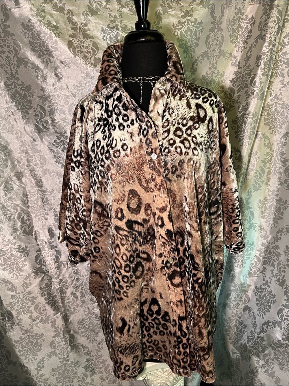 Adrienne Leopard Print Velvet-Feel Top